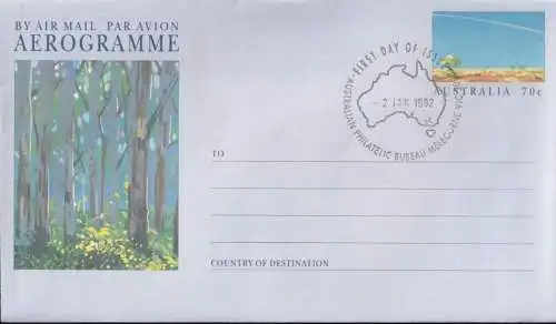 AUSTRALIEN 1992 A103 Aerogramme Luftpostbrief Forest Country FDC