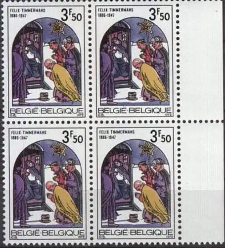 BELGIEN 1972 Mi-Nr. 1705 Viererblock ** MNH