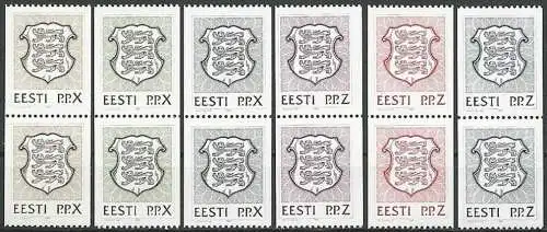 ESTLAND 1992 Mi-Nr. 186+187+192+193+194+197 2er ** MNH