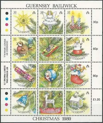 GUERNSEY 1989 Mi-Nr. 470/81 Kleinbogen ** MNH