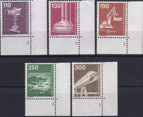 BERLIN 1982 Mi-Nr. 668/72 Eckränder mit Formnummern ** MNH