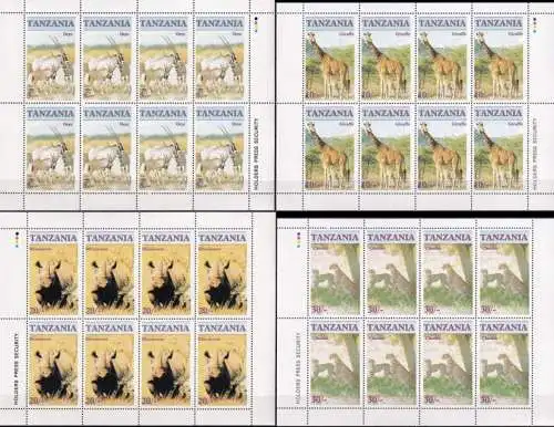 TANZANIA 1986 Mi-Nr. 328/31 Kleinbogen ** MNH