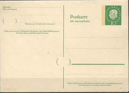 DEUTSCHLAND 1960 Mi-Nr. P 45 II Postkarte ungelaufen