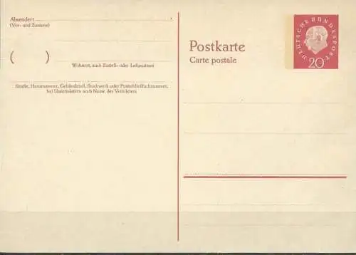 DEUTSCHLAND 1960 Mi-Nr. P 44 II Postkarte ungelaufen