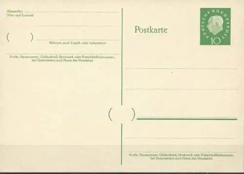 DEUTSCHLAND 1959 Mi-Nr. P 37 Postkarte ungelaufen siehe scan