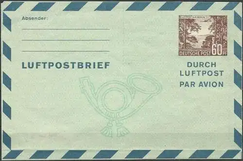 BERLIN 1952 Mi-Nr. LF 3 Luftpostbrief ungelaufen