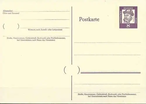 DEUTSCHLAND 1961 Mi-Nr. P 66 Postkarte ungelaufen siehe scan