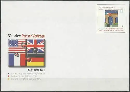 DEUTSCHLAND 2004 Mi-Nr. USo 82 GANZSACHE 50 J. Pariser Verträge ungebraucht