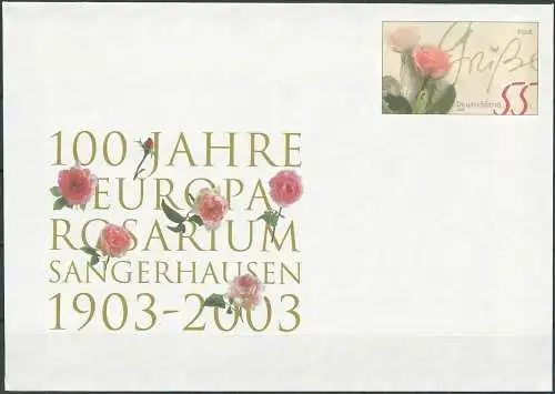 DEUTSCHLAND 2003 Mi-Nr. USo 60 GANZSACHE Rosarium Sangershausen ungebraucht