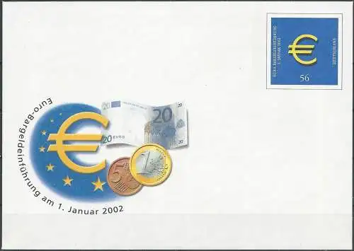 DEUTSCHLAND 2002 Mi-Nr. USo 33 GANZSACHE Euro-Bargeldeinführung ungebraucht