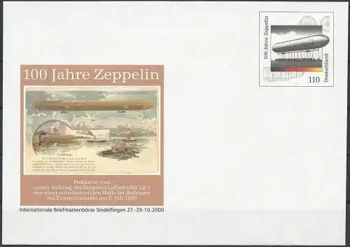 DEUTSCHLAND 2000 Mi-Nr. USo 17 GANZSACHE Briefmarkenbörse Sindelfingen ungebraucht