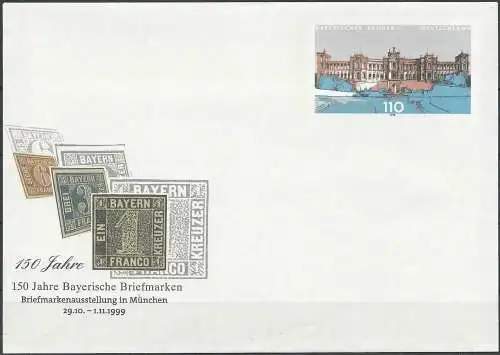 DEUTSCHLAND 1999 Mi-Nr. USo 11 GANZSACHE 150 Jahre Bayr. Briefmarken ungebraucht