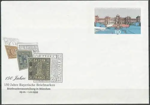 DEUTSCHLAND 1999 Mi-Nr. USo 11 GANZSACHE 150 Jahre Bayr. Briefmarken ungebraucht