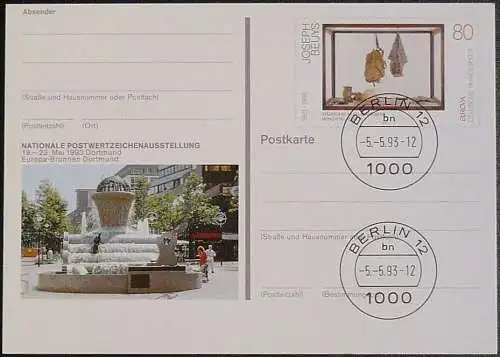 DEUTSCHLAND 1993 GANZSACHE POSTKARTE Postwertzeichenausstellung Dortmund 1993 gestempelt