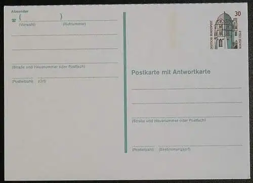 DEUTSCHLAND 1991 Mi-Nr. P 148 F/A Postkarte mit Antwortkarte Schloss Celle ungebraucht