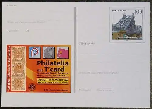 DEUTSCHLAND 2000 Mi-Nr. PSO 72 Postkarte Philatelia Leipzig 2000 ungebraucht