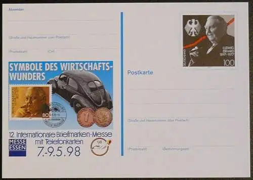 DEUTSCHLAND 1998 Mi-Nr. PSO 52 Postkarte Int. Briefmarkenmesse Essen 1998 ungebraucht