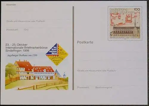 DEUTSCHLAND 1998 Mi-Nr. PSO 55 Postkarte Int. Briefmarkenbörse Sindelfingen 1998 ungebraucht