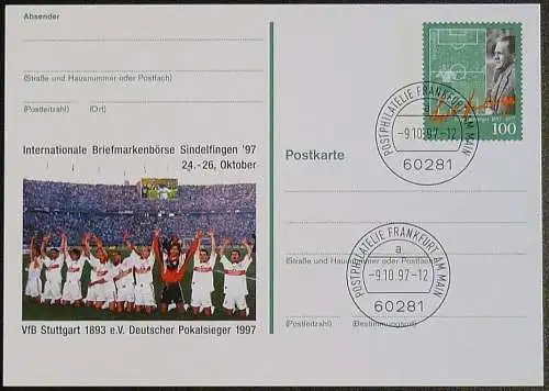 DEUTSCHLAND 1997 GANZSACHE POSTKARTE Int. Briefmarkenbörse Sindelfingen 1997 gestempelt