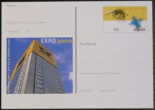 DEUTSCHLAND 2000 Mi-Nr. PSO 69 Postkarte Hannover EXPO 2000 ungebraucht