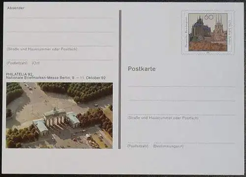 DEUTSCHLAND 1992 Mi-Nr. PSO 28 Postkarte PHILATELIA 92 Berlin ungebraucht
