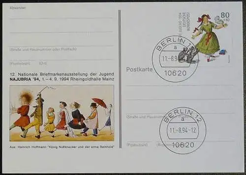 DEUTSCHLAND 1994 GANZSACHE POSTKARTE Briefmarkenausstellung Najubria 94 Mainz gestempelt