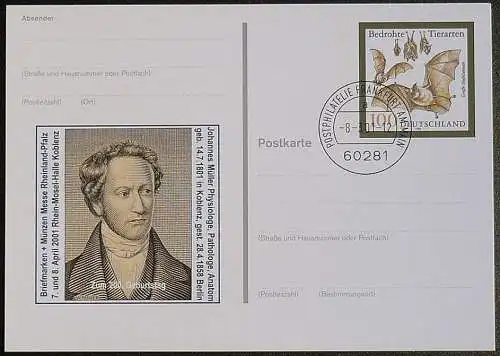 DEUTSCHLAND 2001 GANZSACHE POSTKARTE Briefmarken+Münzen Messe Koblenz 2001 gestempelt