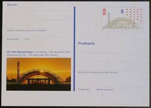 DEUTSCHLAND 1997 Mi-Nr. PSO 47 Postkarte 98. Dt. Philatelistentag Leipzig 1997 ungebraucht