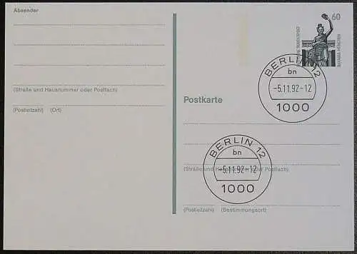DEUTSCHLAND 1992 GANZSACHE POSTKARTE Bavaria München P 149 ungebraucht