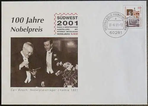 DEUTSCHLAND 2001 GANZSACHE BRIEFUMSCHLAG SÜDWEST 2001 Heidelberg gestempelt