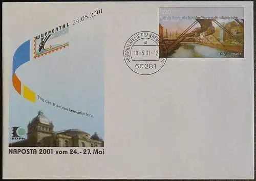DEUTSCHLAND 2001 GANZSACHE BRIEFUMSCHLAG NAPOSTA 2001 Wuppertal gestempelt
