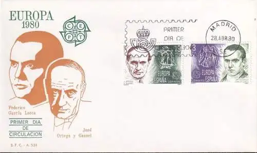 SPANIEN 1980 Mi-Nr. 2460/61 CEPT FDC