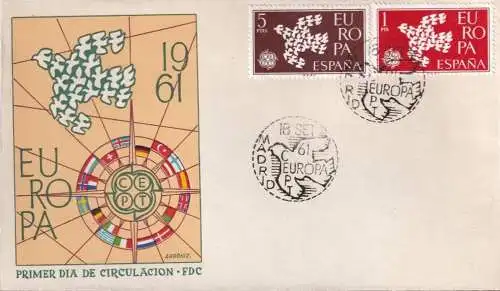 SPANIEN 1961 Mi-Nr. 1266/67 CEPT FDC