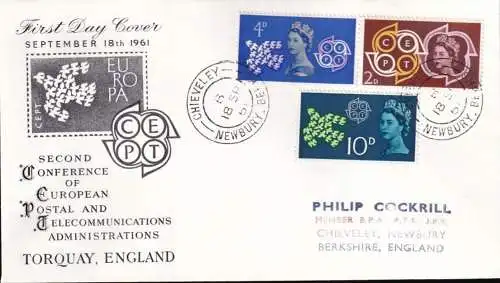 GROSSBRITANNIEN 1961 Mi-Nr. 346/48 CEPT FDC