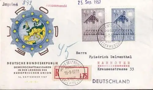 BELGIEN 1957 Mi-Nr. 1070/71 CEPT FDC