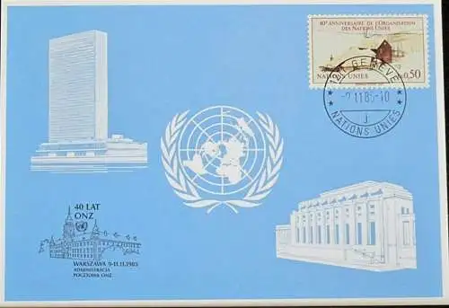 UNO GENF 1985 Mi-Nr. 156 Blaue Karte - blue card