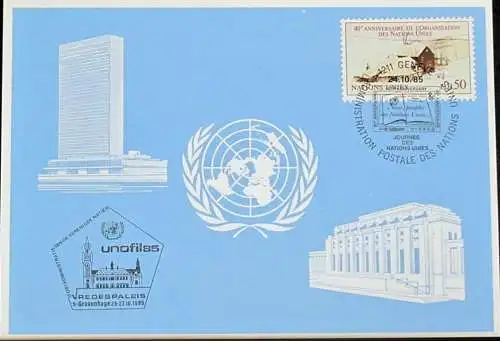 UNO GENF 1985 Mi-Nr. 154 Blaue Karte - blue card