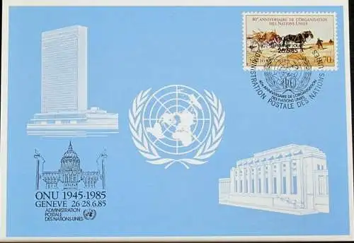 UNO GENF 1985 Mi-Nr. 150 Blaue Karte - blue card