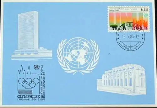 UNO GENF 1985 Mi-Nr. 144 Blaue Karte - blue card