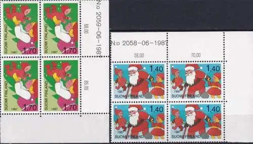 FINNLAND 1987 Mi-Nr. 1032/33 Eckrand-Viererblock ** MNH