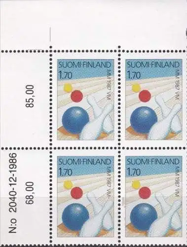 FINNLAND 1987 Mi-Nr. 1015 Eckrand-Viererblock ** MNH
