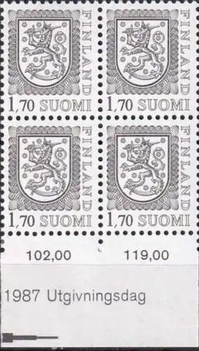 FINNLAND 1987 Mi-Nr. 1008 Viererblock ** MNH