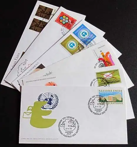 UNO GENF 1972 Mi-Nr. 22-29 FDC kompletter Jahrgang