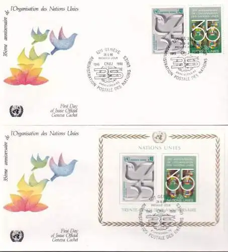 UNO GENF 1980 Mi-Nr. 92/93 + Block 2 FDC