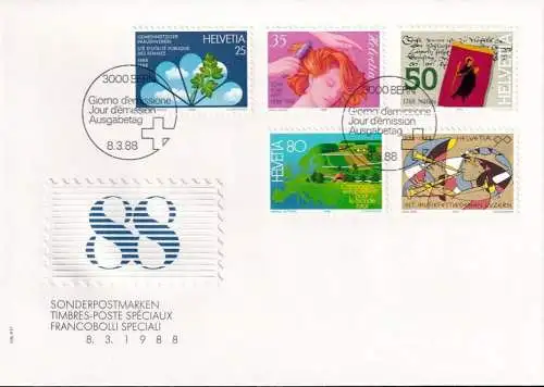 SCHWEIZ 1988 Mi-Nr. 1364/68 FDC