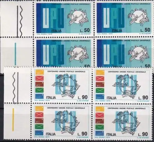 ITALIEN 1974 Mi-Nr. 1465/66 Viererblocks ** MNH