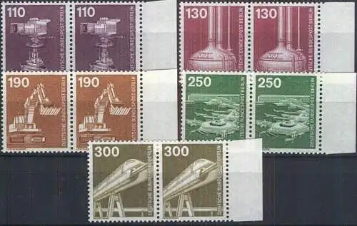 BERLIN 1982 Mi-Nr. 668/72 waagerechte Paare vom Rand ** MNH
