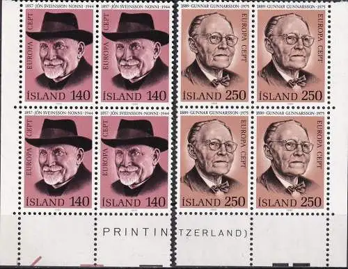 ISLAND 1980 Mi-Nr. 552/53 Viererblocks ** MNH