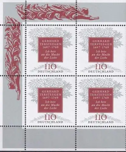 DEUTSCHLAND 1997 Mi-Nr. 1961 Viererblock ** MNH