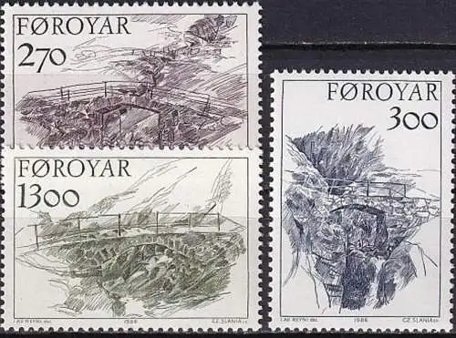 FÄRÖER 1986 Mi-Nr. 142/44 ** MNH